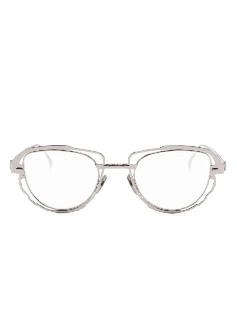 Kuboraum H02 geometric-frame glasses Silver H02