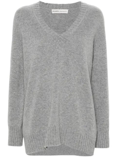 MODES GARMENTS V-neck fine-knit jumper Grey MGWKNIT1