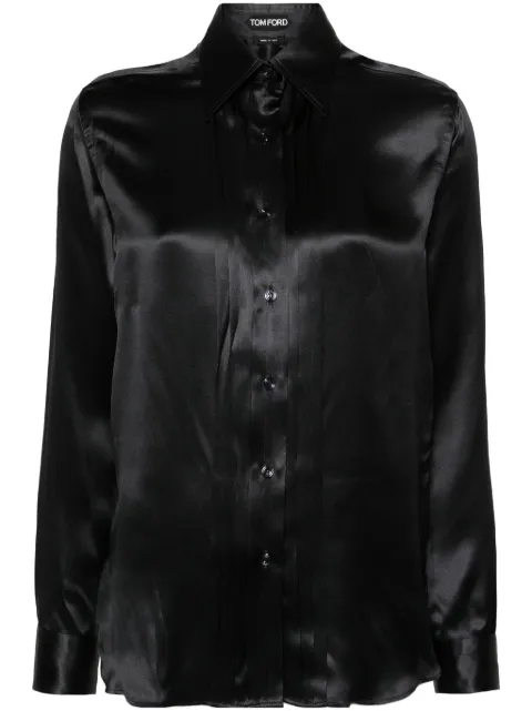 TOM FORD Camicia in Seta con Dettaglio Plissettato Black 224CA3269FAX1191