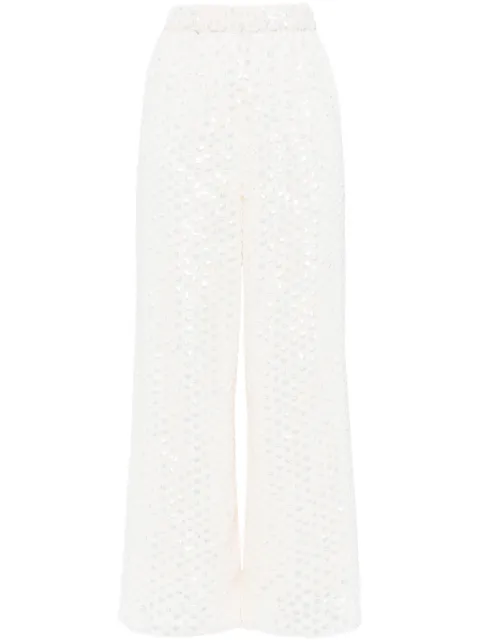 Needle & Thread Raindrop sequin trousers Neutrals TRLF01RSS24CRM