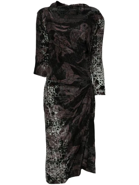 Vivienne Westwood Pre-Owned 2014-2015 graphic-print midi dress Grey VIWE950PC