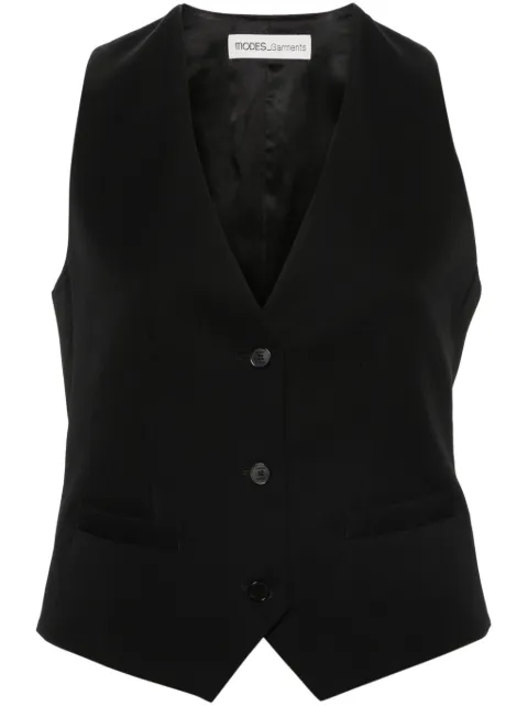MODES GARMENTS wool gabardine gilet Black MGWGILET1