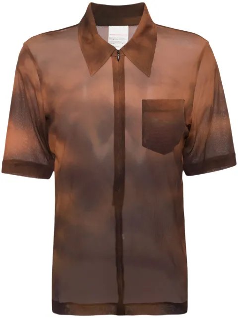Stockholm Surfboard Club abstract-pattern print zip-up blouse Brown U4000014B30