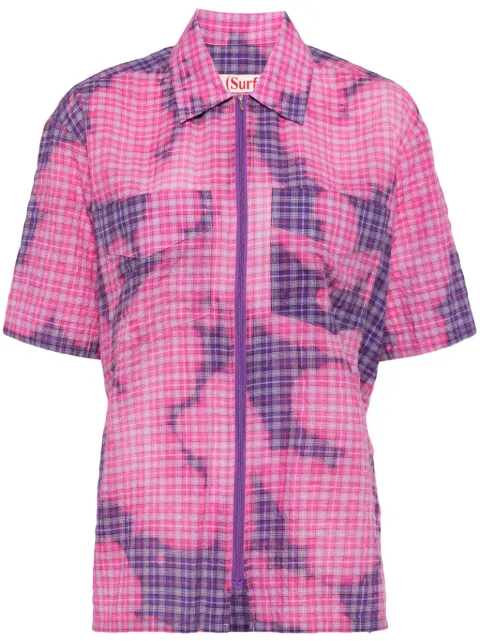 Stockholm Surfboard Club bleached-effect zip-up shirt Pink U4000011P70