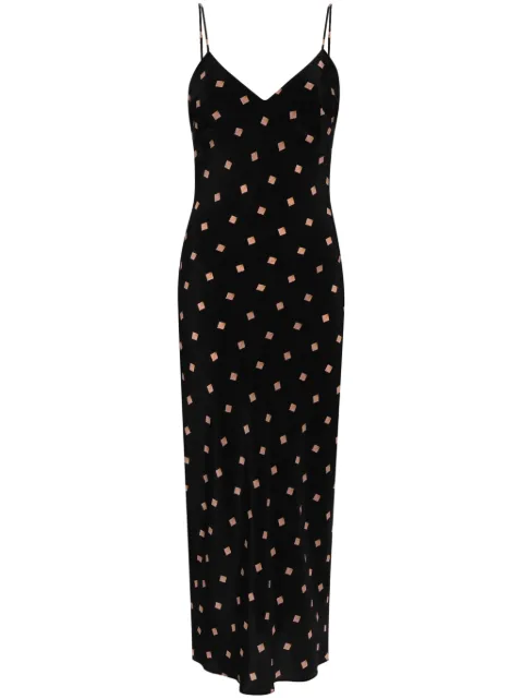 Gilda & Pearl Seashell-print slip midi dress Black 2452BLACKSEASHELL