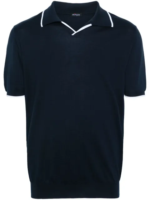 Kiton knitted cotton polo shirt Blue UMK0457