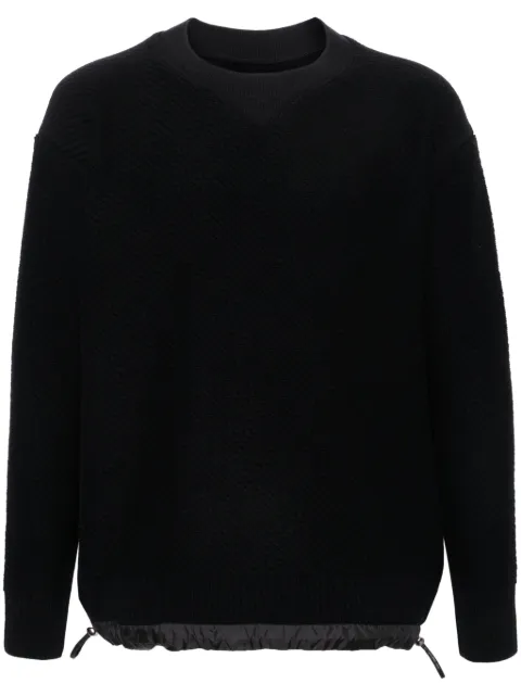 sacai drawstring-hem ribbed-knit jumper Black 03224M