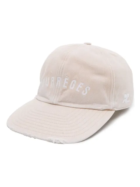 Courrèges logo-embroidered distressed cap Neutrals 124ACT031CO0024