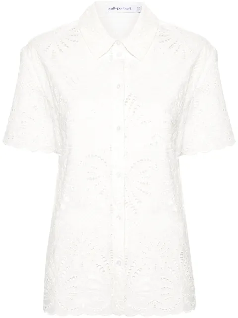 Self-Portrait broderie-anglaise cotton shirt White SS24141TAW