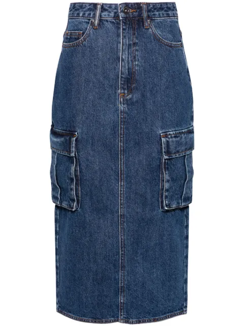 Self-Portrait cargo denim midi skirt Blue SS24809MSKBL