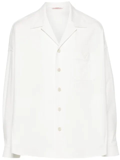 Valentino Garavani rubberized-logo canvas shirt jacket White VCJJ359UA