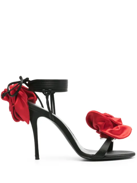 Magda Butrym 105mm floral-appliqué satin sandals Black 524423