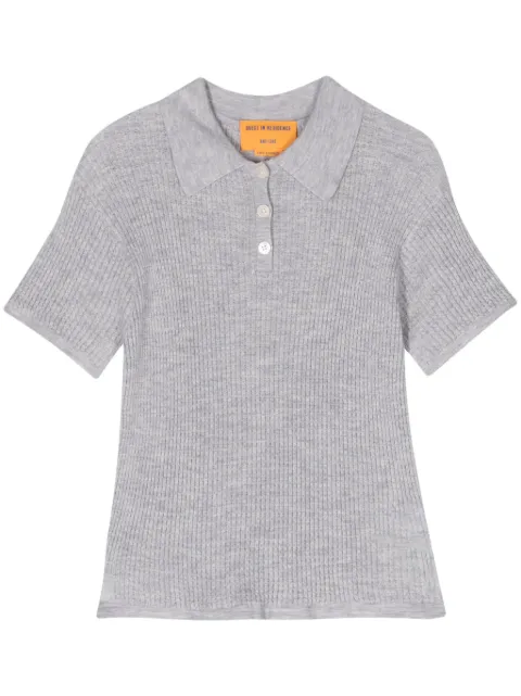 Guest In Residence Shrunken cashmere polo top Grey W10111WF