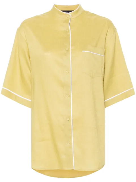 Fabiana Filippi contrast-trim linen shirt Green CAD274F615H4970000