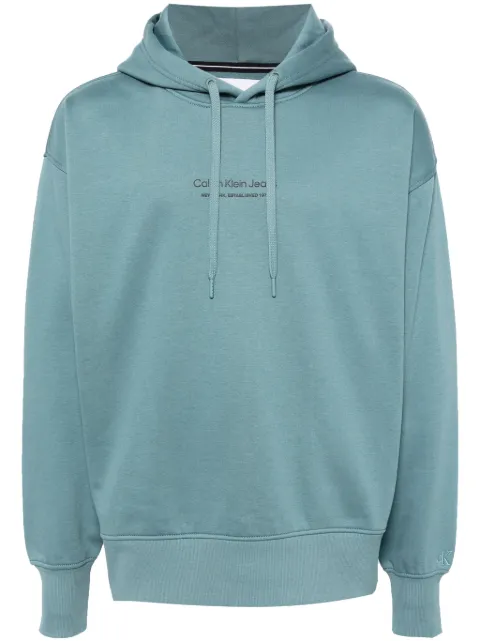 Calvin Klein Jeans logo-print drawstring hoodie Blue J30J324629