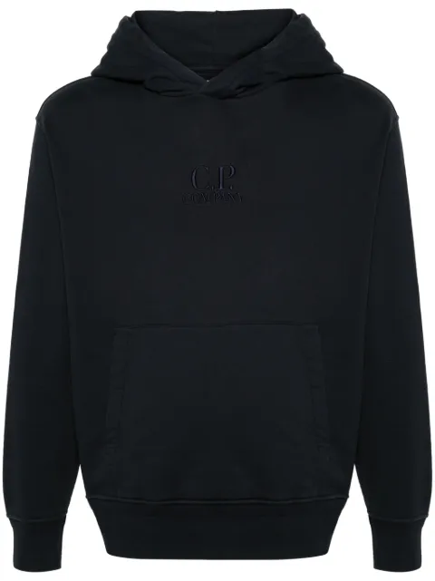 C.P. Company logo-embroidered cotton hoodie Blue 16CMSS099B110044G