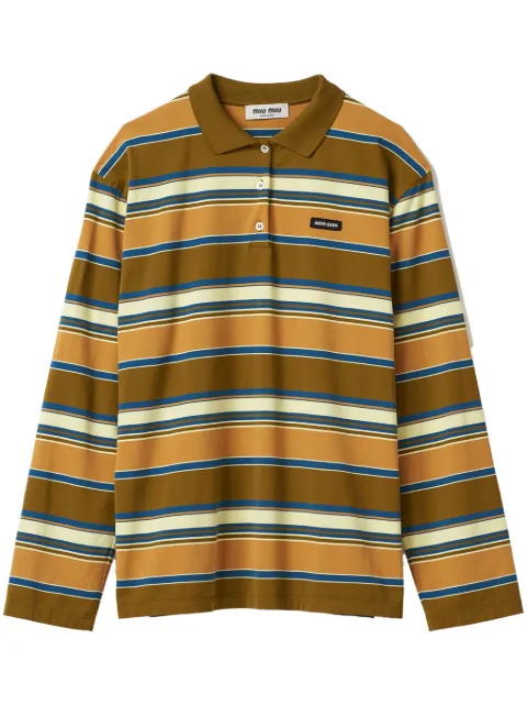 Miu Miu striped cotton polo shirt Brown MJL015SOOO14RT