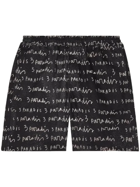3PARADIS logo-print poplin shorts Black SS24160
