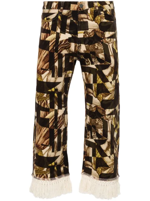 Pierre-Louis Mascia floral-pattern fringed tapered jeans Neutrals DRAPPAPT12164886MULTI