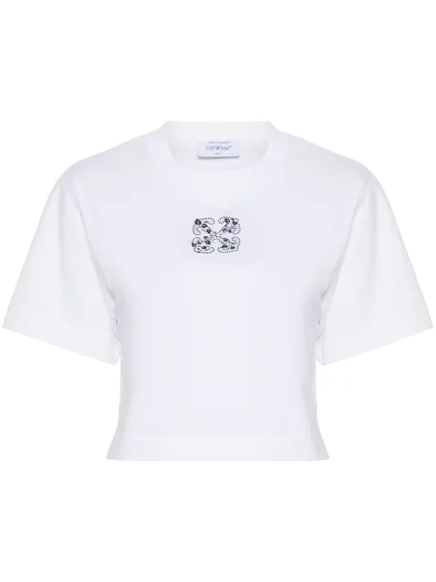 Off-White Bling Leaves S Arrow crop T-shirt White OWAA090S24JER0050110