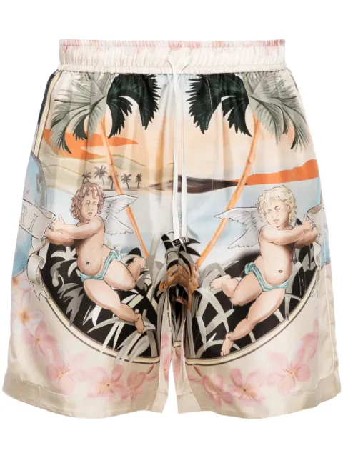 AMIRI H-Hose Kurz silk shorts Neutrals AMSHCA1015
