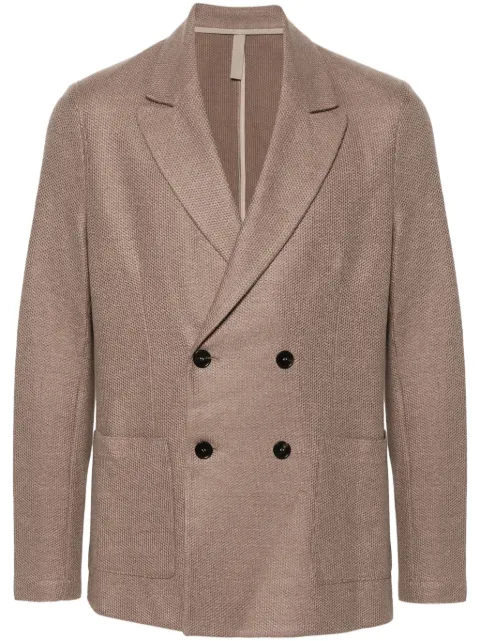 Harris Wharf London honeycomb-knit double-breasted blazer Brown C6Z45PDZ
