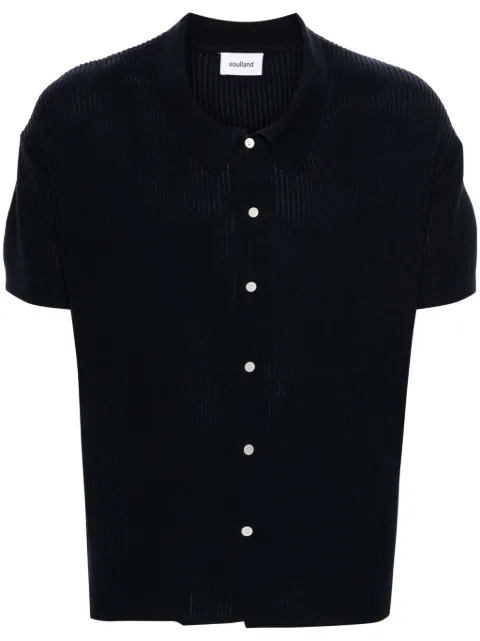Soulland Ciel ribbed polo shirt Blue 410421157