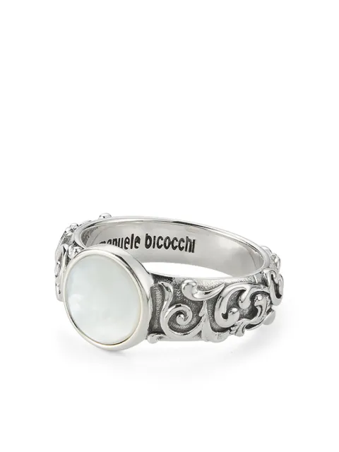 Emanuele Bicocchi arabesque engraved chevalier ring Silver EA4W
