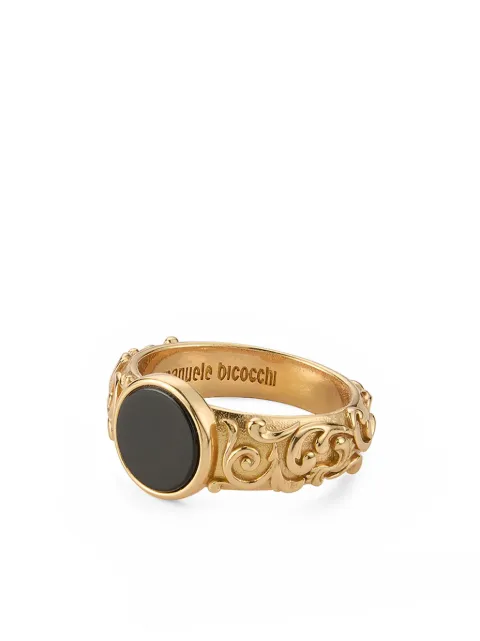 Emanuele Bicocchi arabesque engraved chevalier ring Gold EA4BG