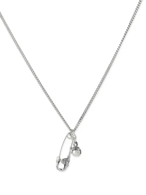 Emanuele Bicocchi safety pin pearl-pendant necklace Silver SNPP1