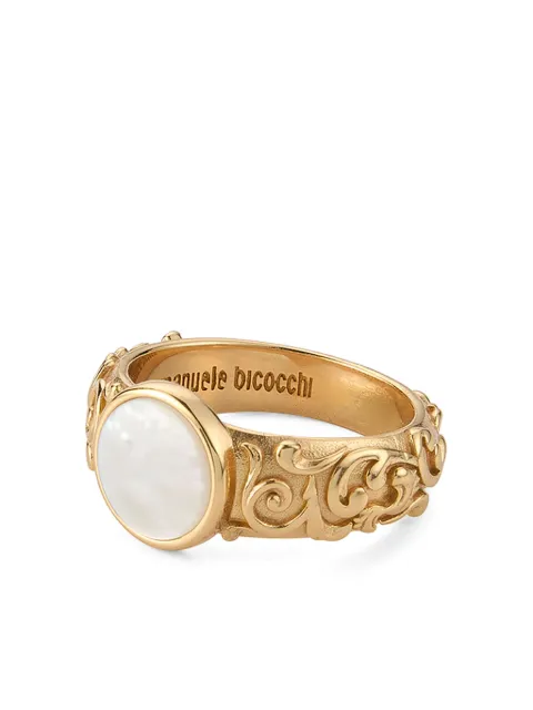 Emanuele Bicocchi arabesque engraved chevalier ring Gold EA4WG