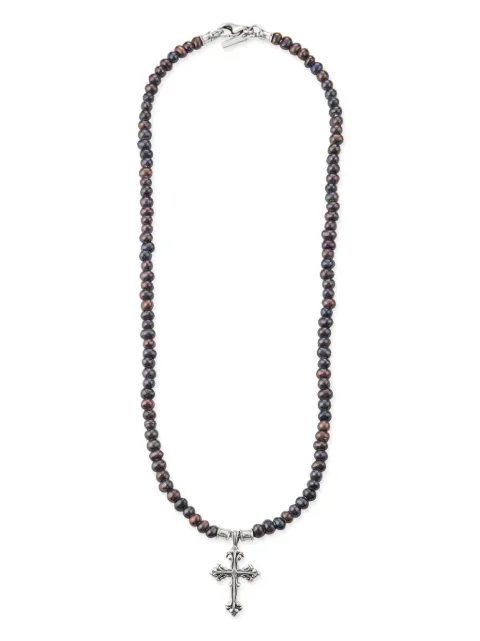 Emanuele Bicocchi Avelli Cross pearl necklace Silver SFCNP6B