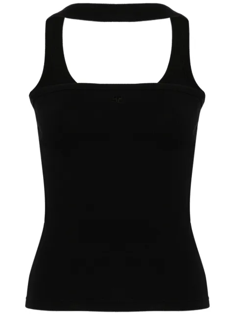 Courrèges Hyperbole 90's logo-embroidered top Black 224JTO301JS0121