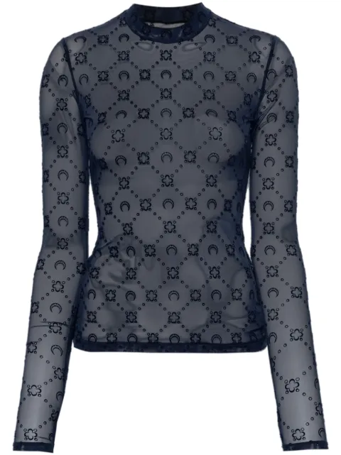 Marine Serre moonogram mesh longsleeved top Blue WTO388ACJER0005