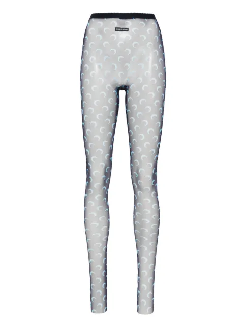 Marine Serre Crescent-moon-print mesh tights Blue WUW034ACJER0054
