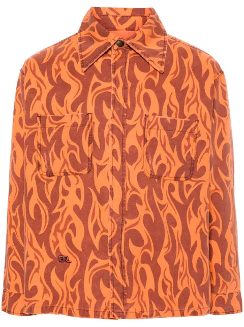 ERL flame-print canvas shirt jacket Orange ERL08J012