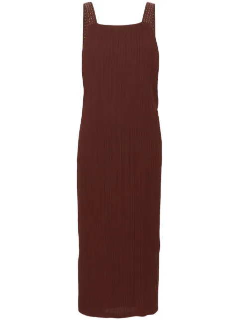 Alysi interwoven-straps plissé midi dress Brown 104339P4210