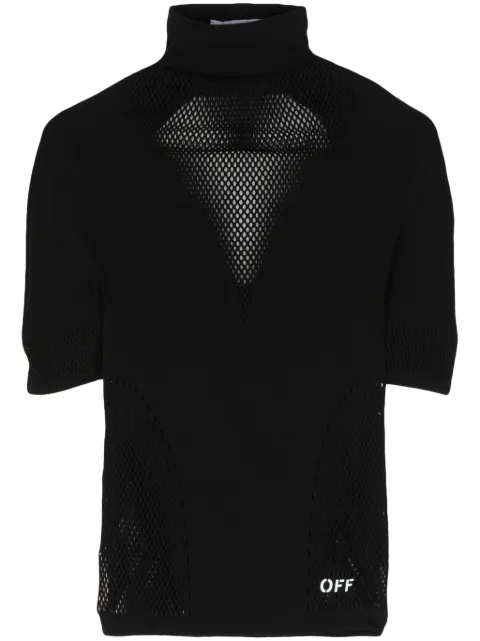 Off-White logo-print open-knit top Black OWVA044S24KNI0011001