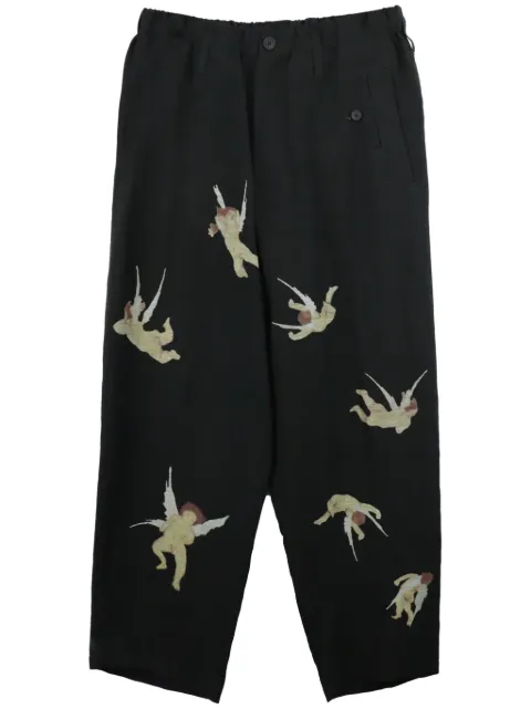 Yohji Yamamoto angel-print trousers Black HSP523581S24