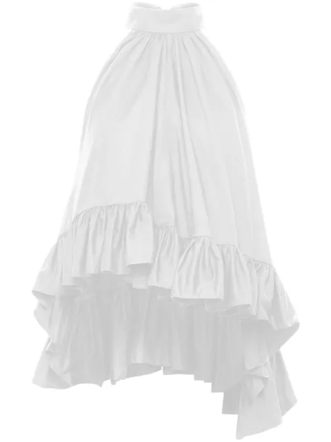 AZEEZA Plath ruffled cotton blouse White PLATHTOPPOPWHT