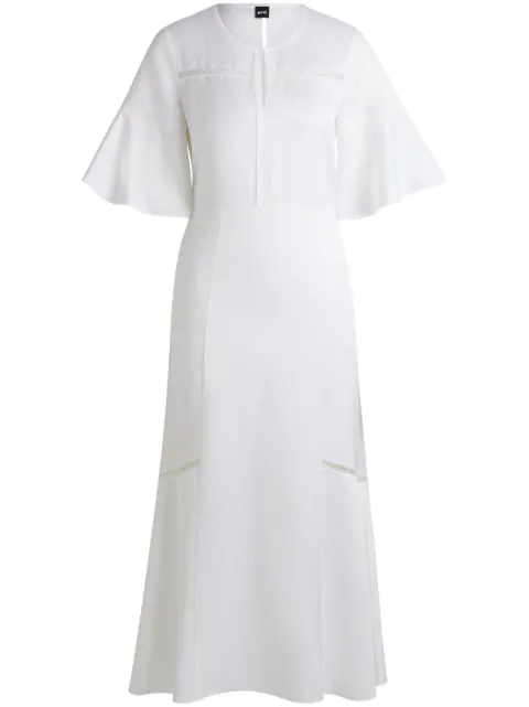 BOSS perforated-detailing flared midi dress White 50512807