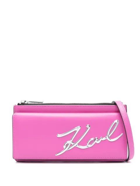 Karl Lagerfeld K/Signature leather crossbody wallet Pink 240W3203