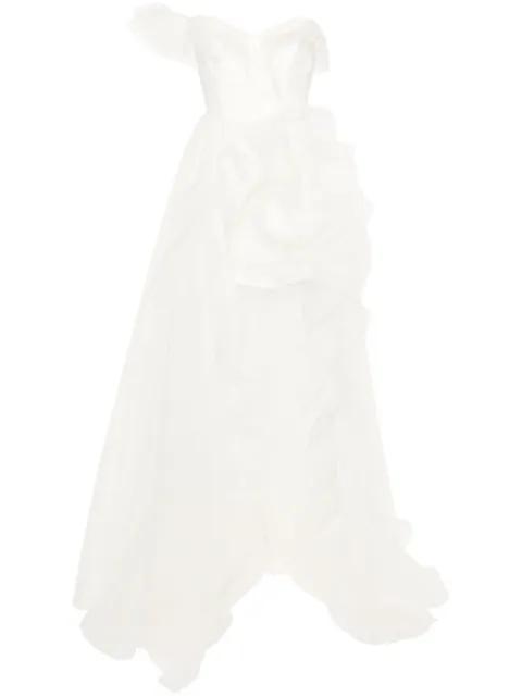 Ana Radu asymetric ruffled gown White 40965
