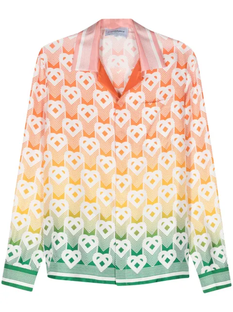 Casablanca Heart monogram-print silk shirt Orange UWS24SH006