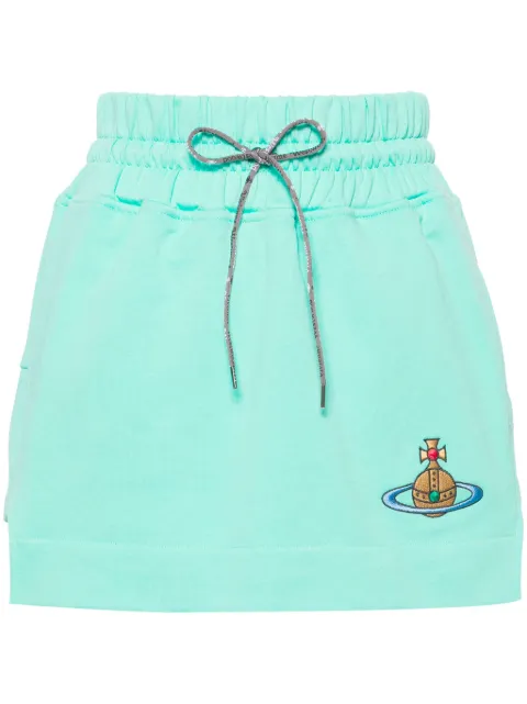 Vivienne Westwood Orb-embroidered cotton miniskirt Green 1J010004J006O