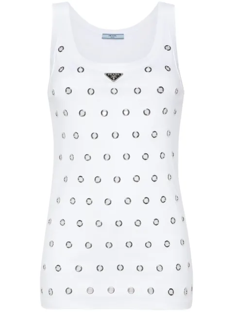 Prada triangle-logo eyelets tank top White 39546RSOOO1424