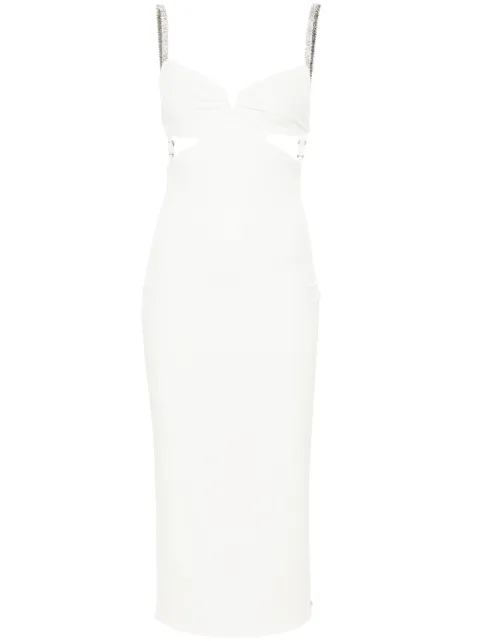 NISSA cut-out rhinestone midi dress White RS14742WHITE