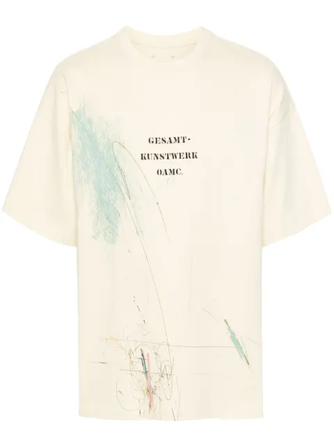 OAMC Scribble organic cotton T-shirt Yellow 24E28OAJ24COT00912