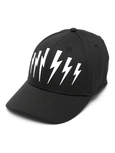 Neil Barrett Thunderbolt-print cap Black MY77320AY9501