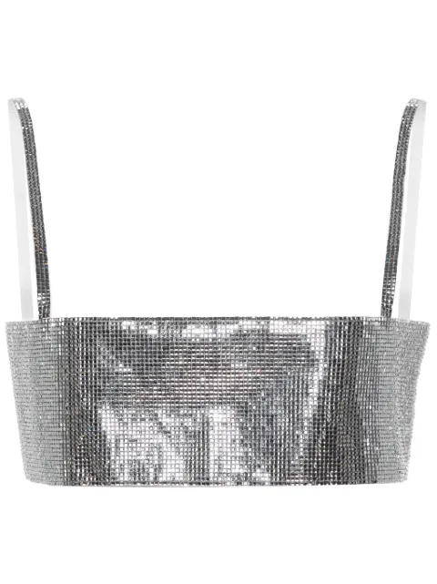 Nuè Mirror rhinestone-embellished crop top Grey 2401TP00111